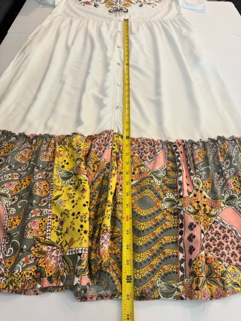 Jaase White Floral Print Button Down Maxi Dress, Lightweight Oversized Flowy - Picture 13 of 14